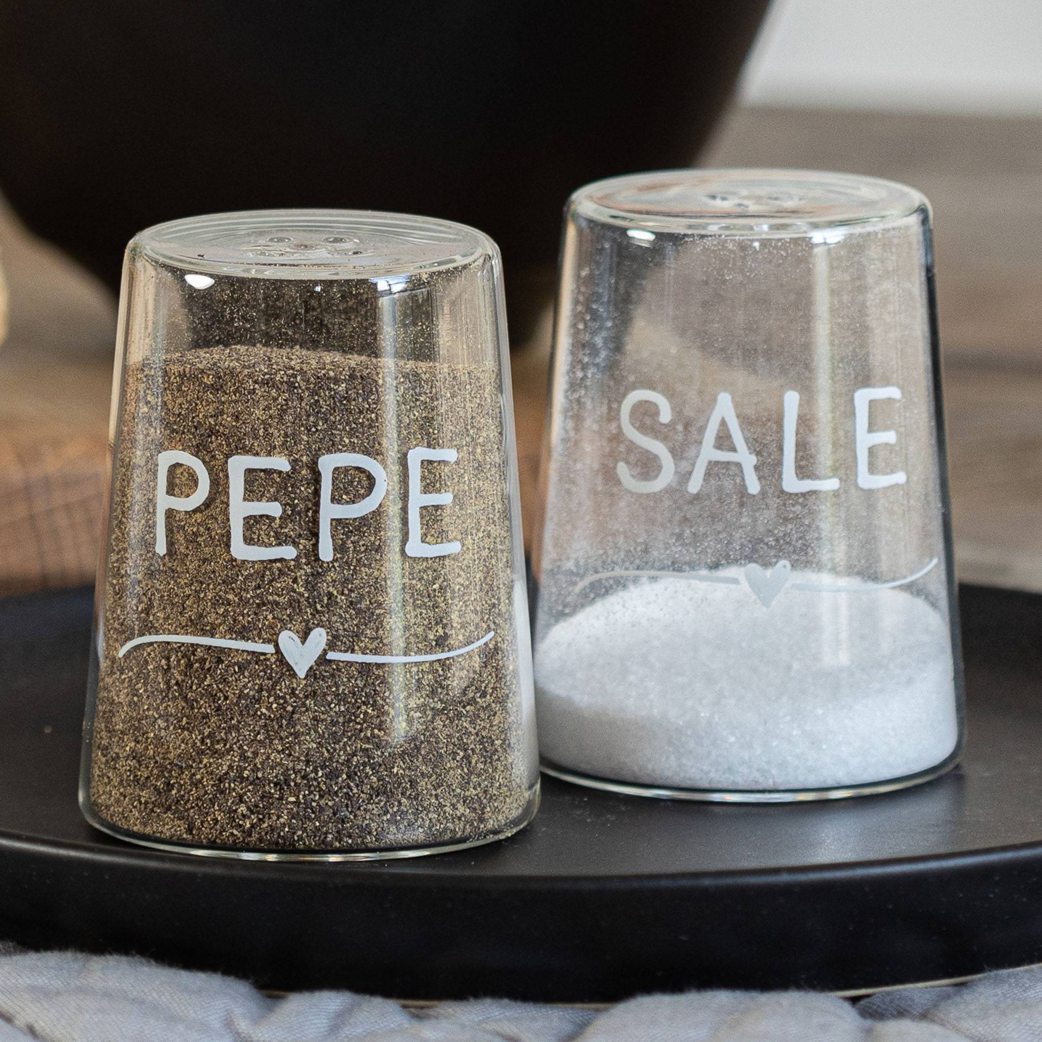 "Sale" and "Pepe" with Heart Salt & Pepper Set