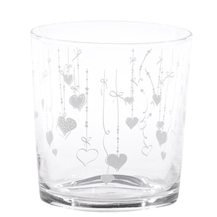 Set 6 glasses water waterfall of hearts