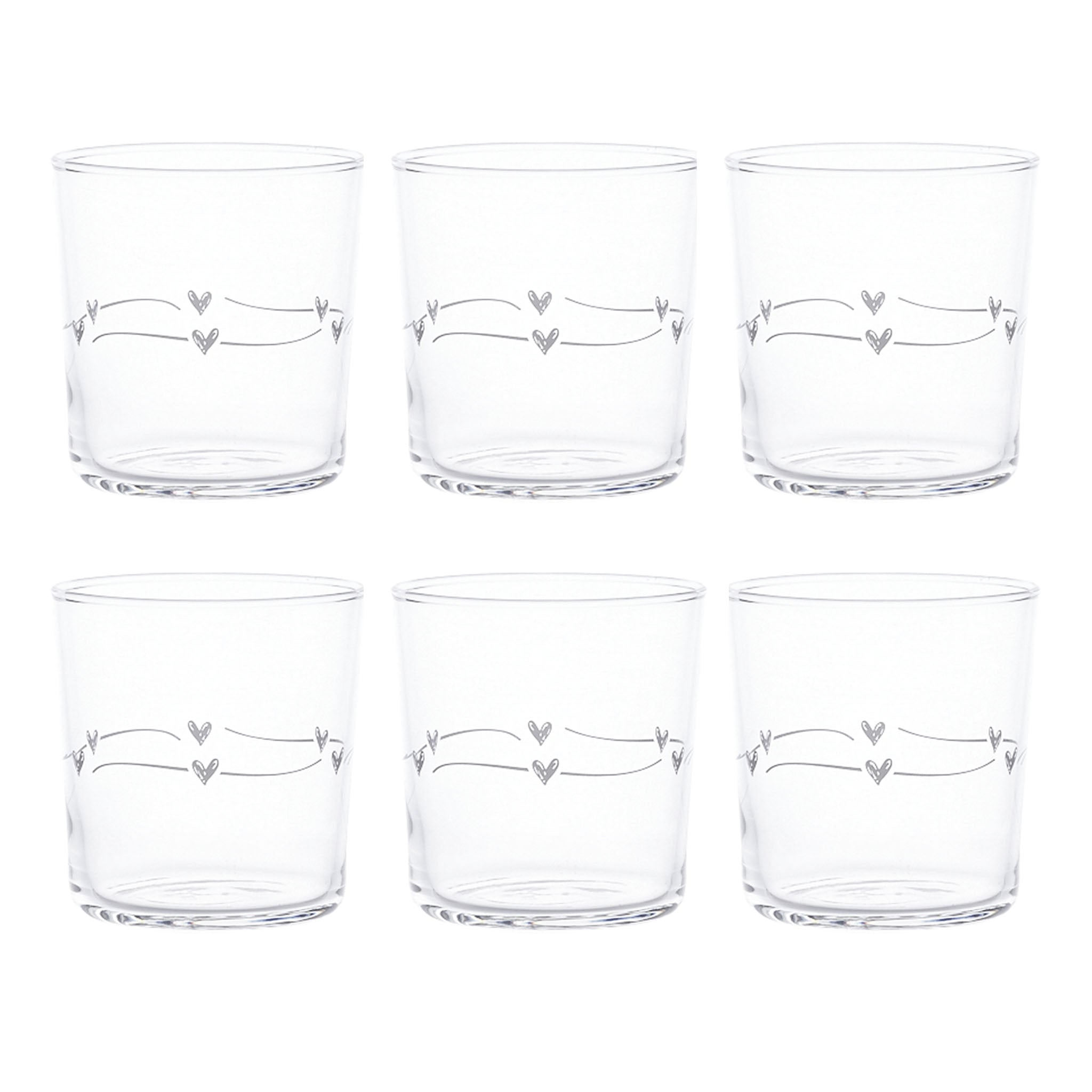 Set 6 Water glasses Festone Hearts