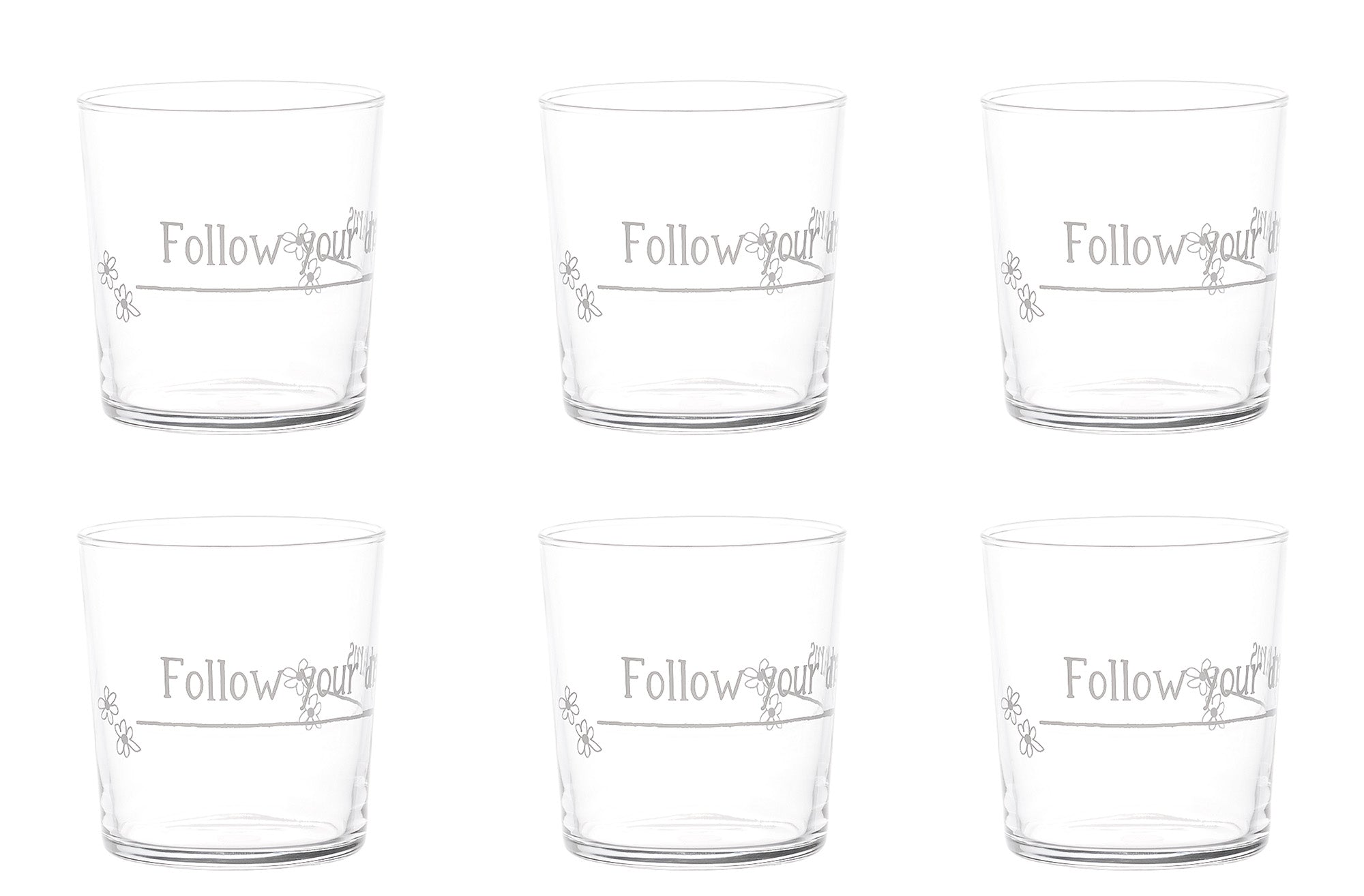 Set 6 glasses water follow your dreams