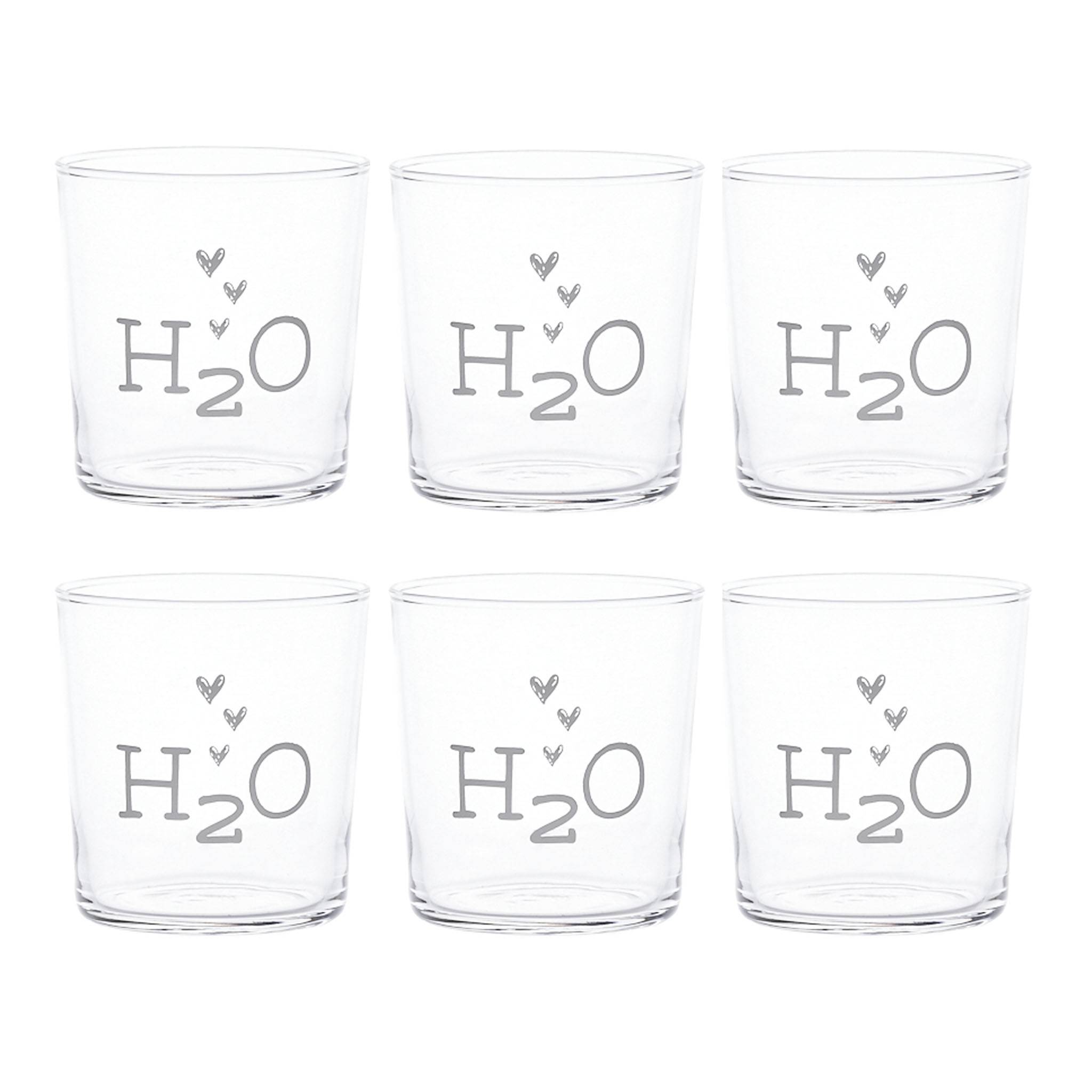 Set 6 Water Glasses H2O