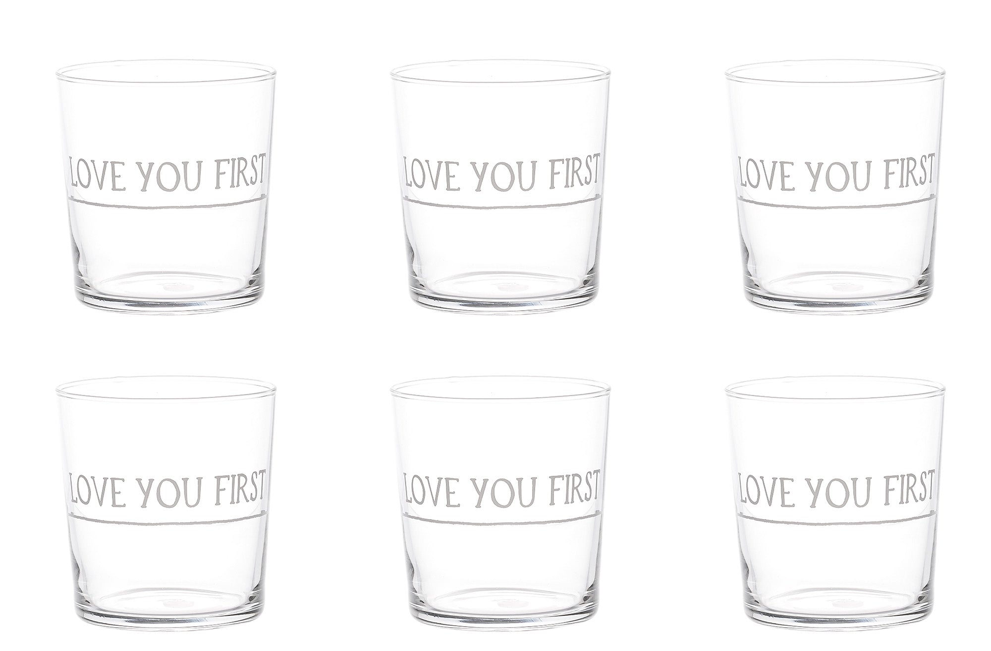 Set 6 Water glasses Love You First