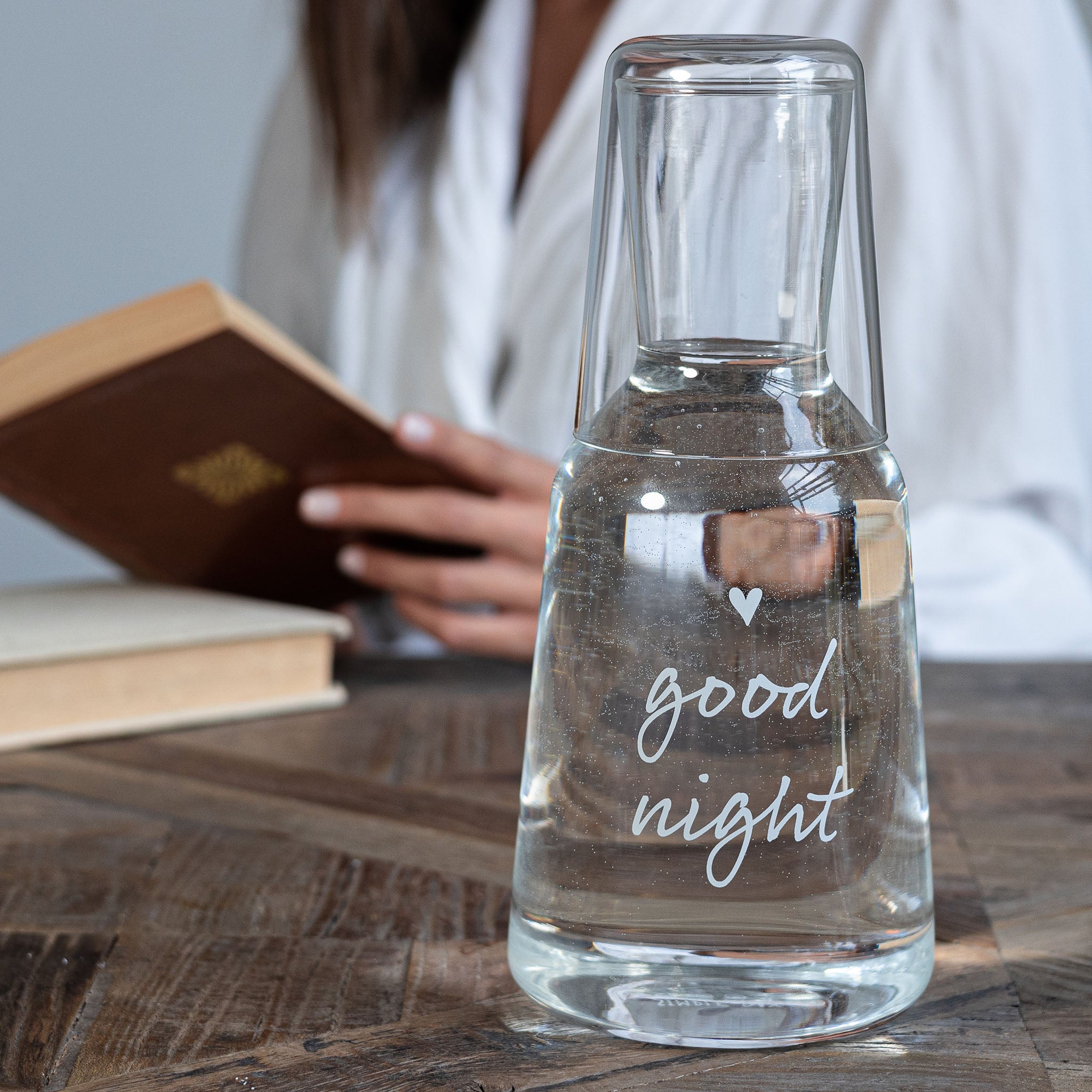 Good Night Water Bottle with Glass