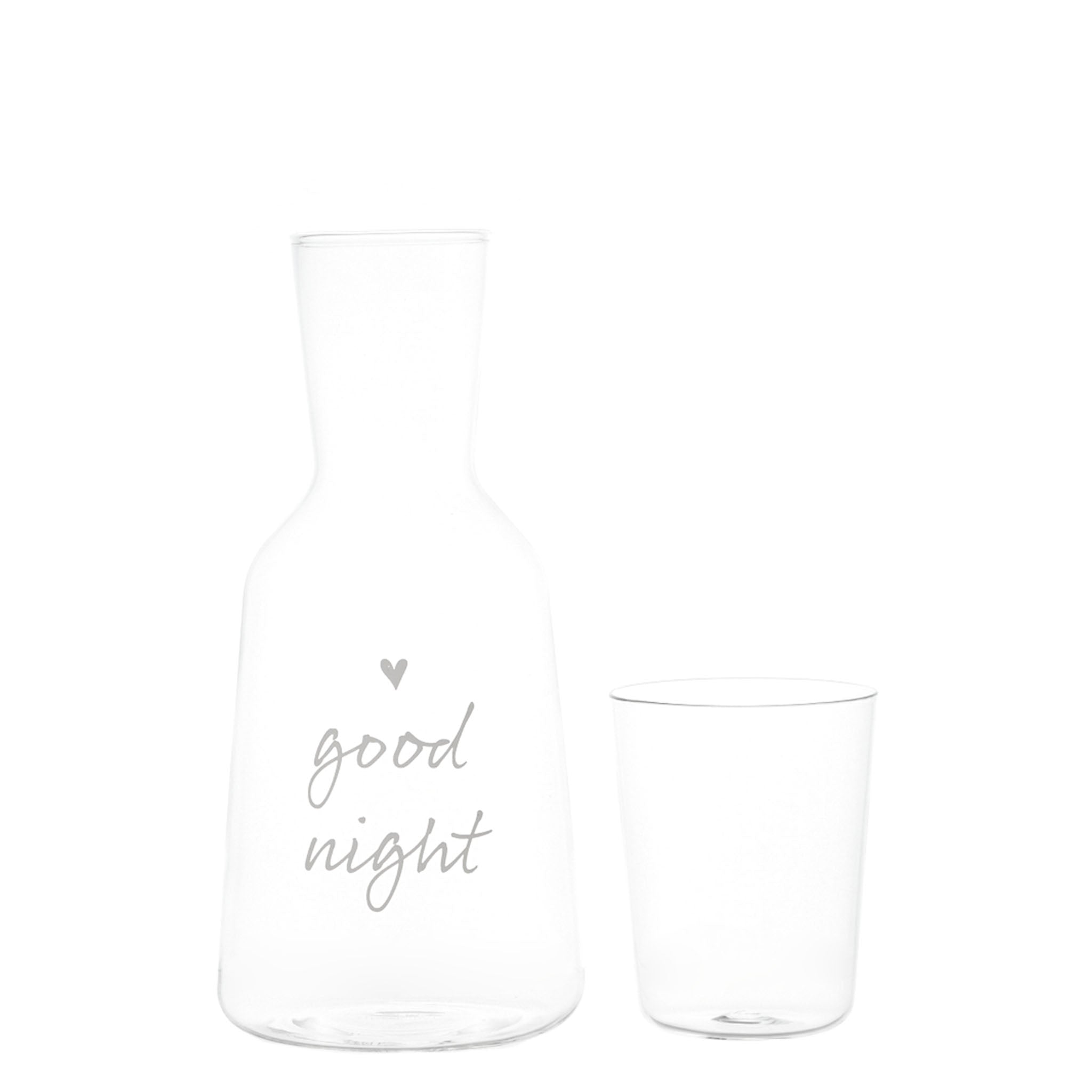 Glasflasche mit Glas und "Good Night" Dekor