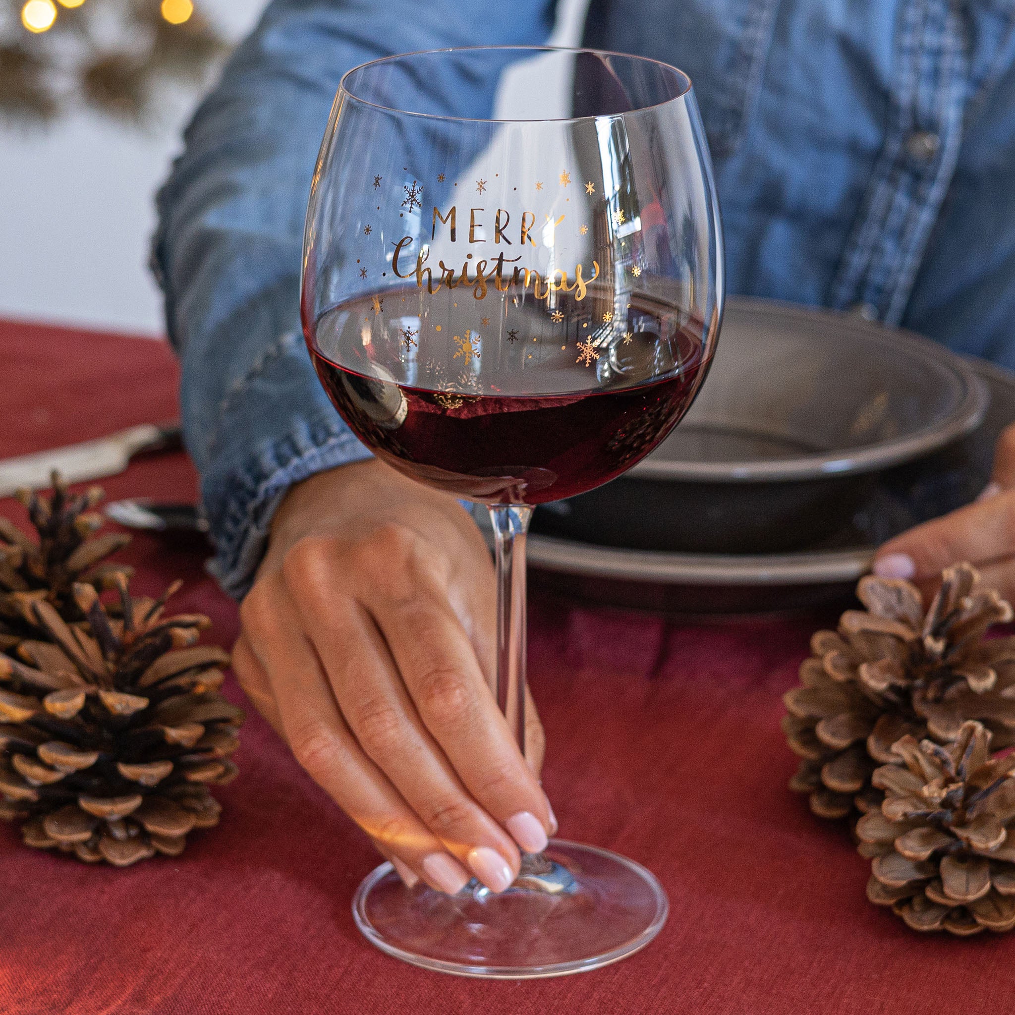 Set 2 calici vino decoro Merry Christmas - Limited Edition