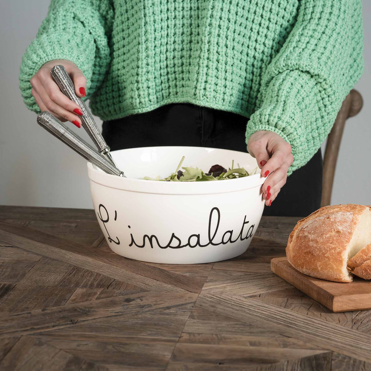 Simple Day Insalatiera In Vetro Con Decoro A Tema Insalata, Elegante E Pratica Per La Cucina
