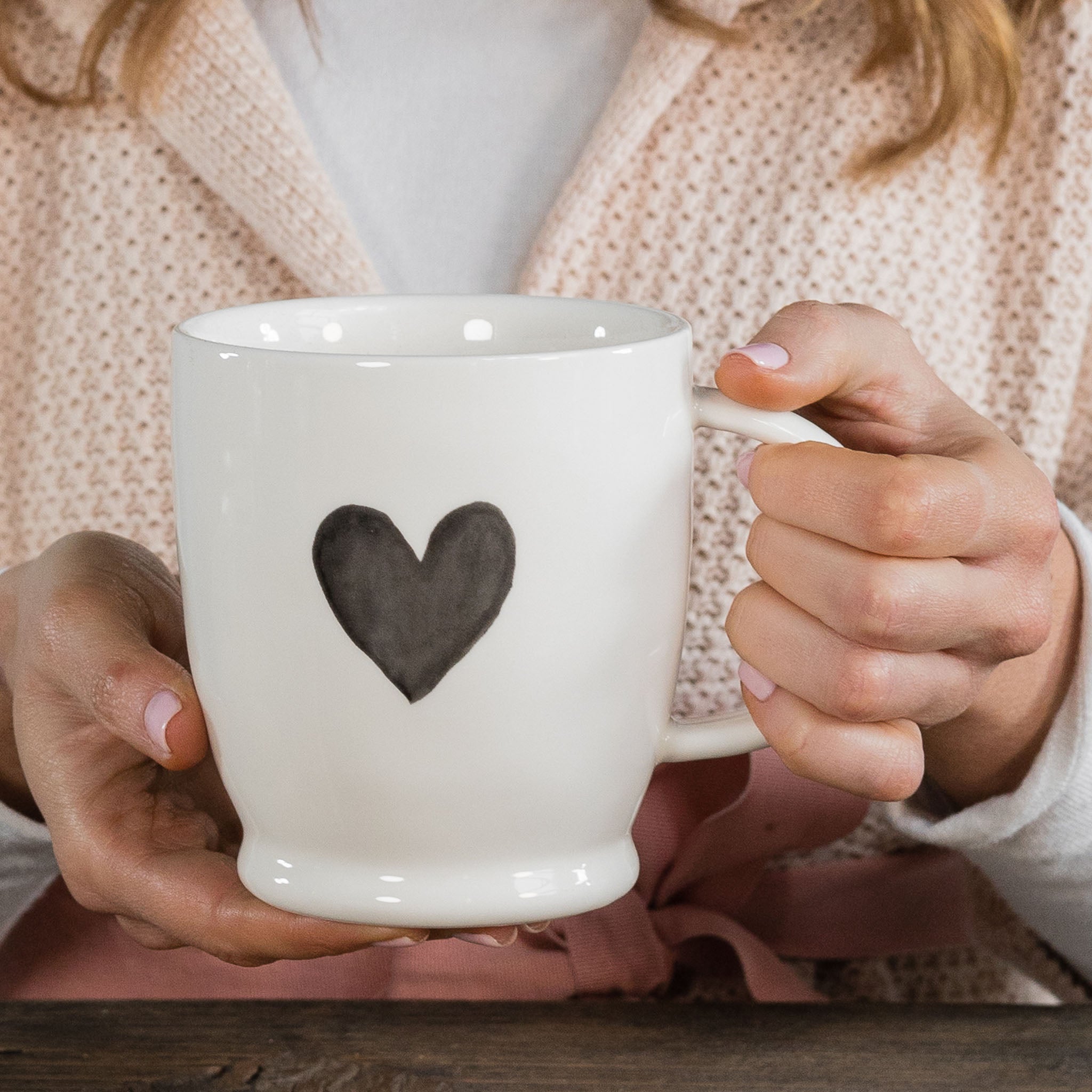 Grey Heart white mug