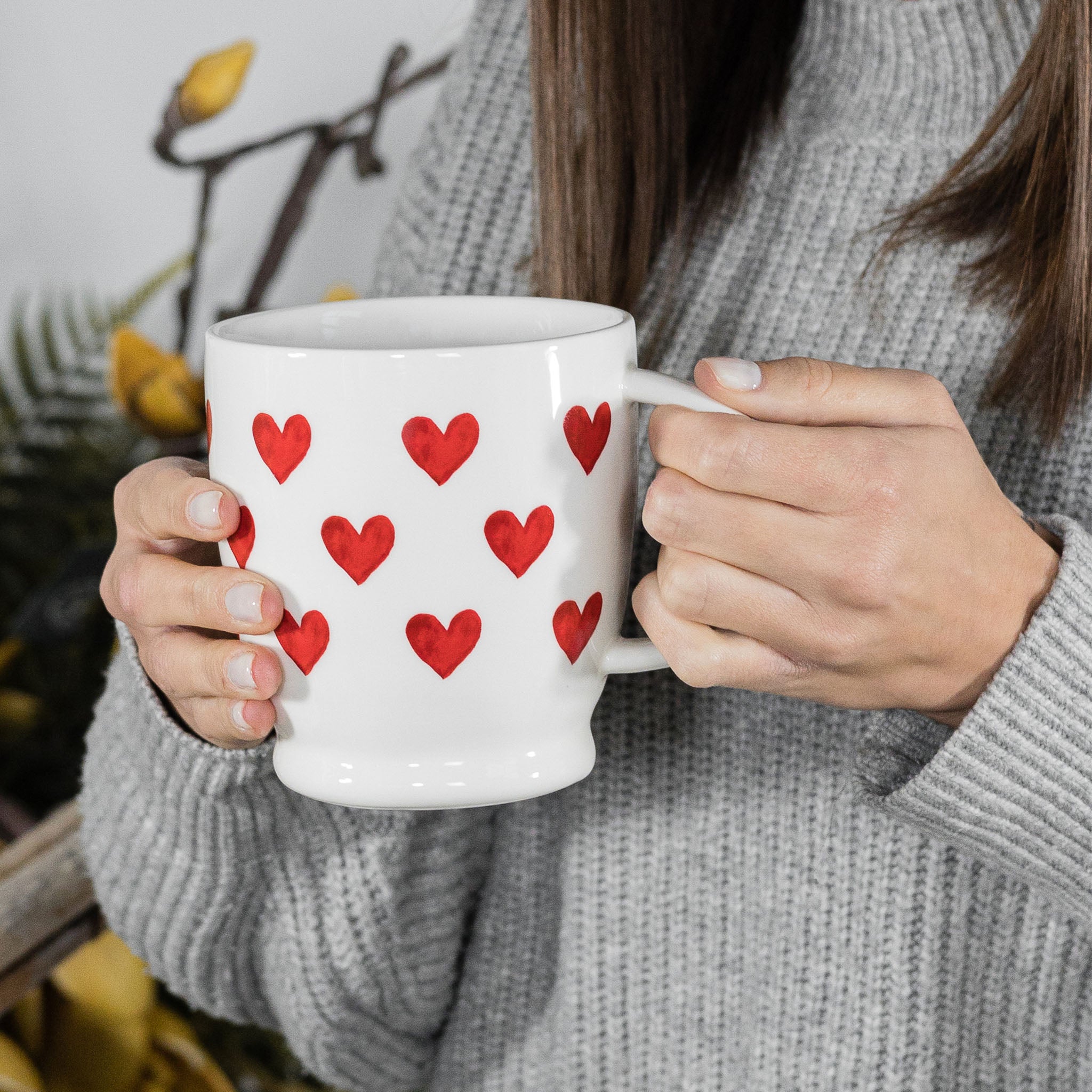 Red Hearts white mug