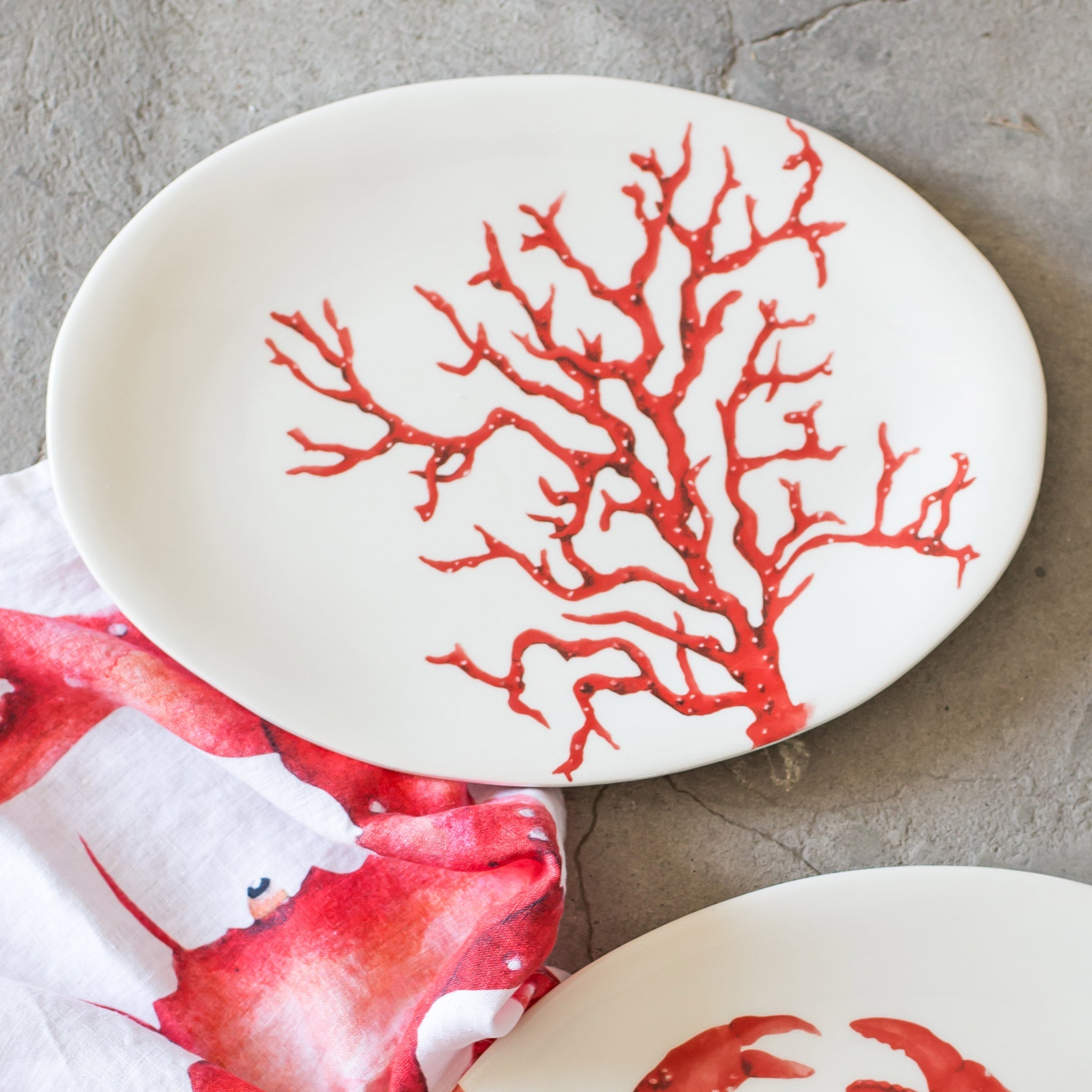 Coral oval dish 38cm
