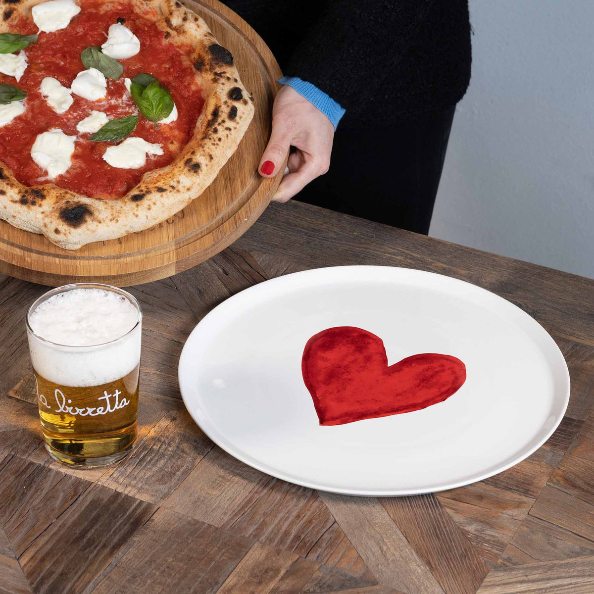 Piatto pizza Cuore acquerello 31,5 cm