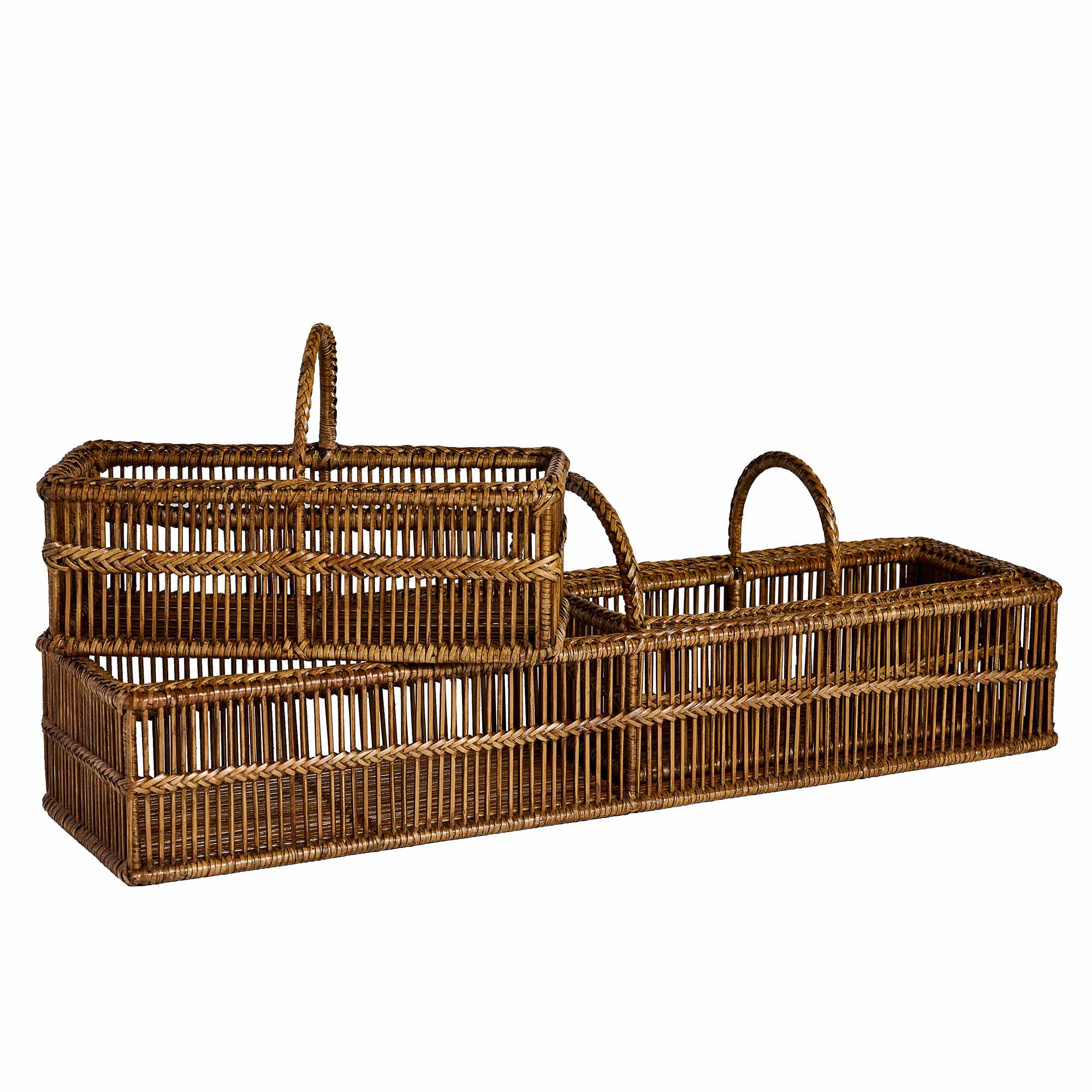Set 3 Rain containers in natural rattan, dim. 60x16x19cm and 28x12 x17cm