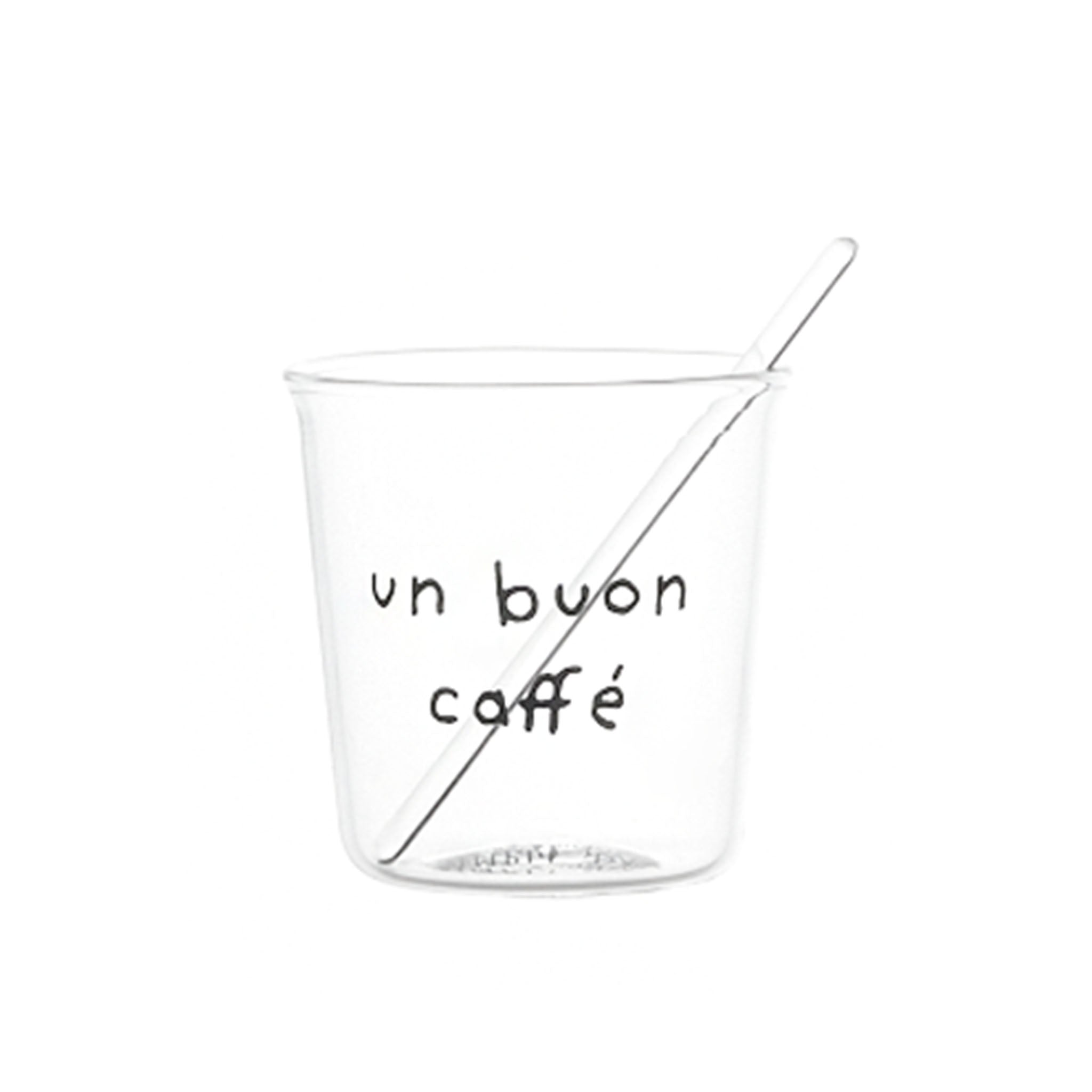 "Un Buon Caffè" Espresso Glass in Black - Set of 4