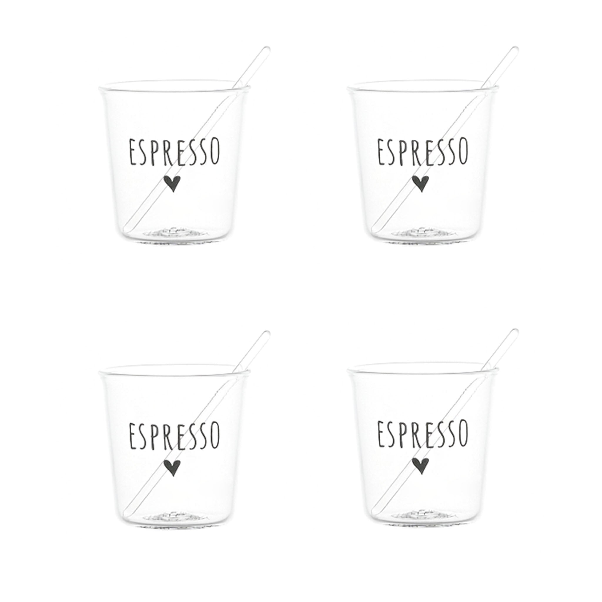 Establecer 4 gafas espresso espresso en negro
