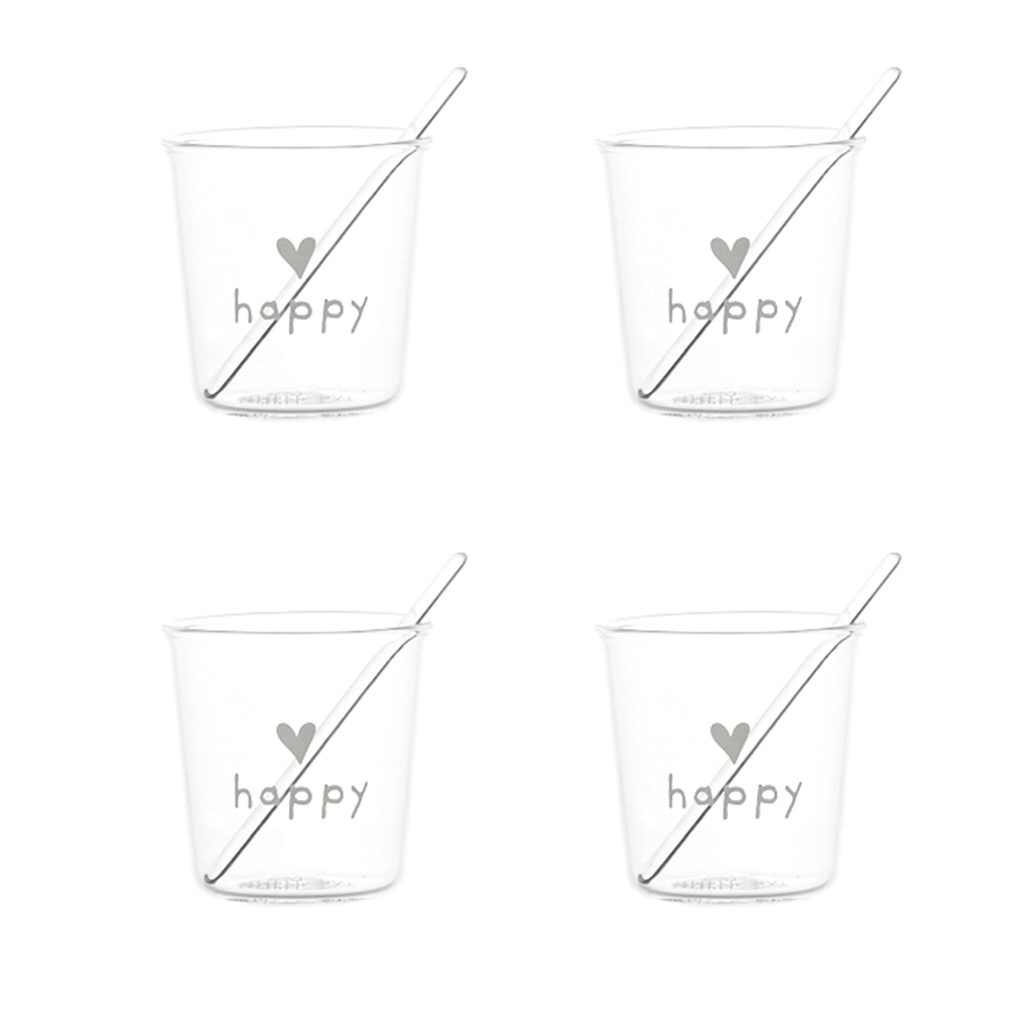Happy Espresso Glass in White - Set of 4