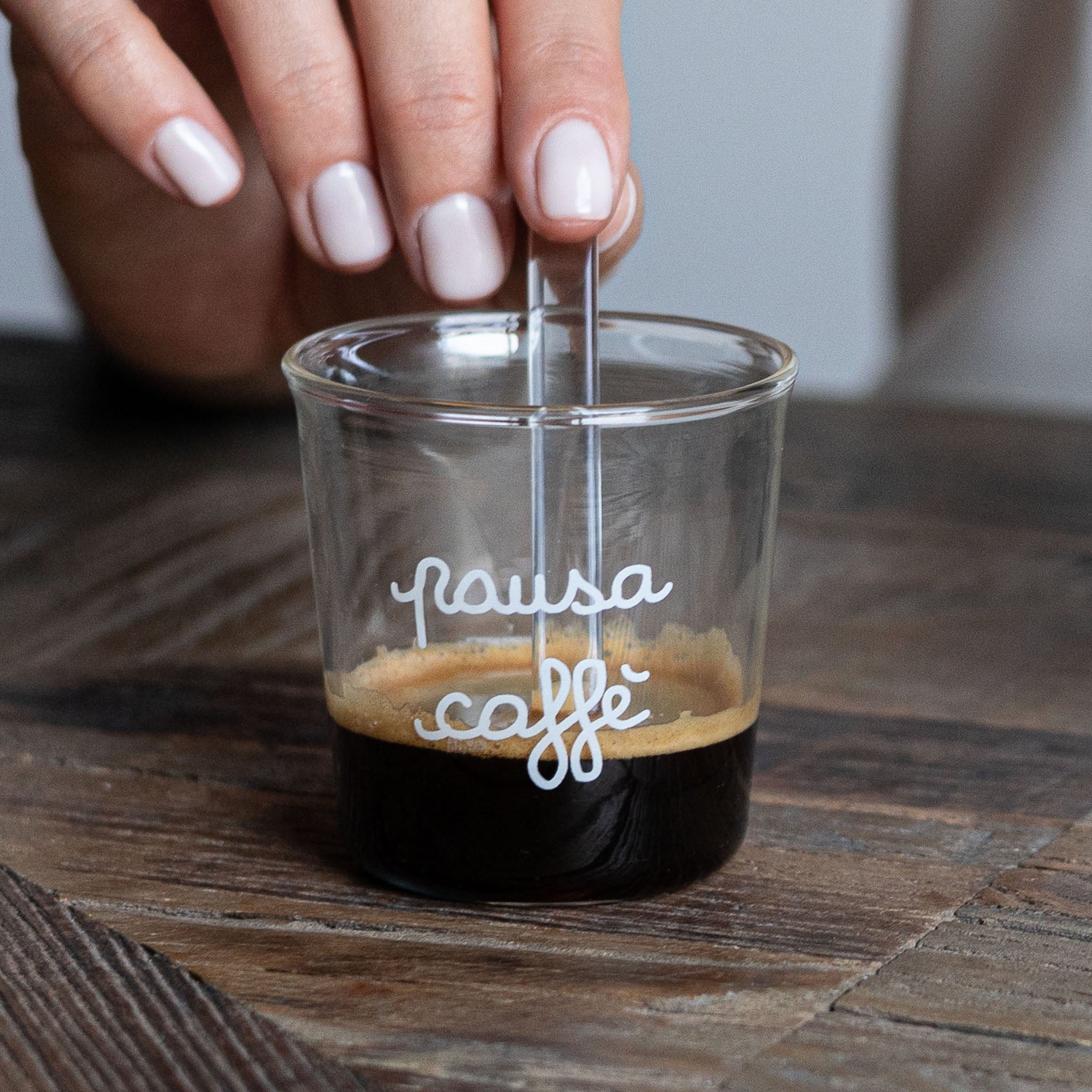 "Pausa Caffè" Espresso Glass in White - Set of 4