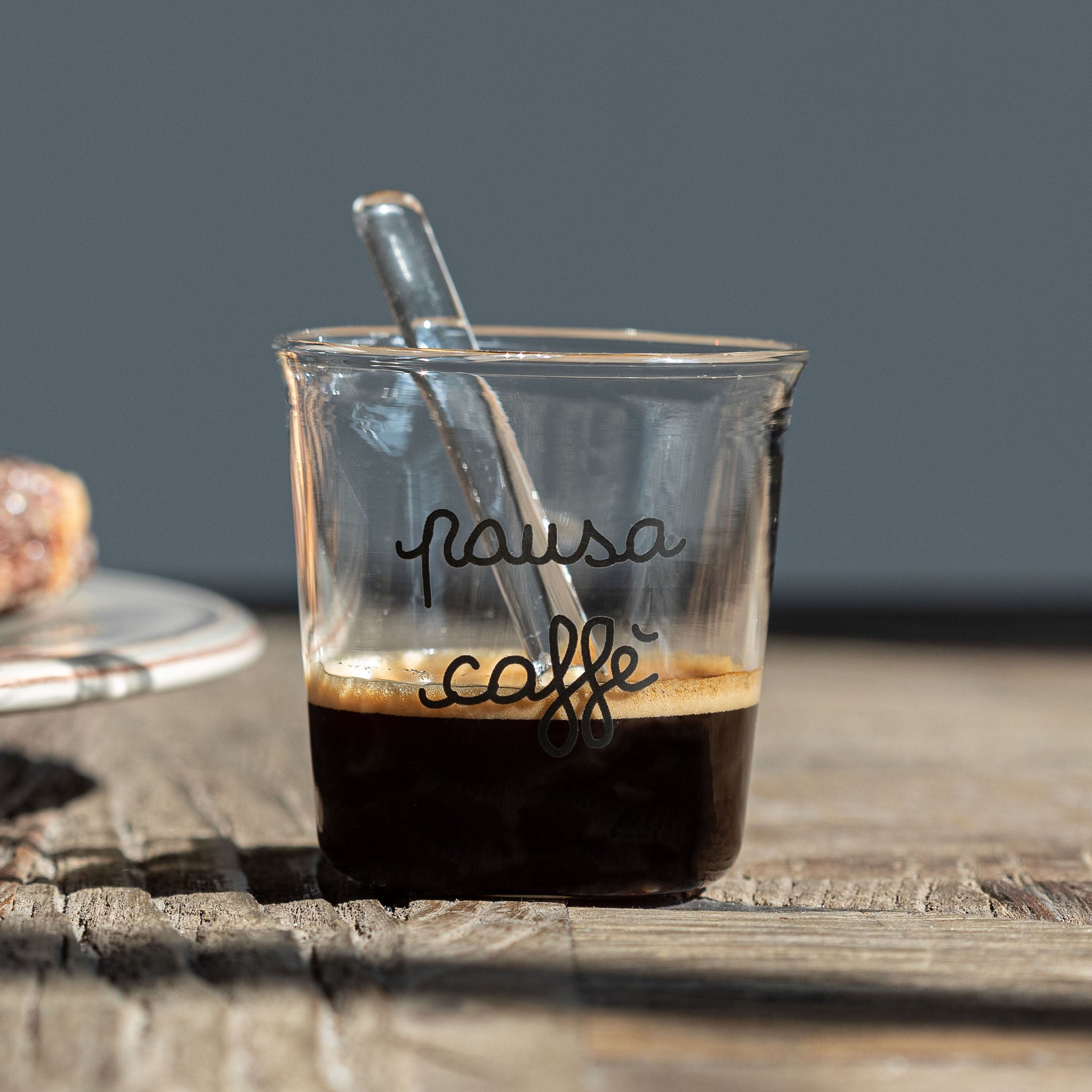 "Pausa Caffè" Espresso Glass in Black - Set of 4