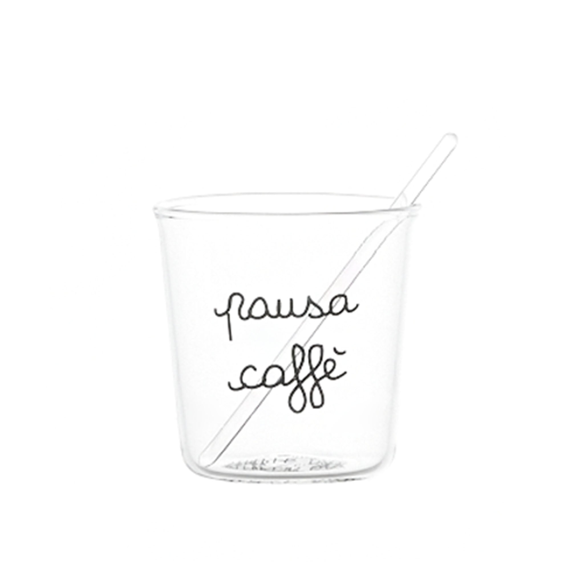 "Pausa Caffè" Espresso Glass in Black - Set of 4
