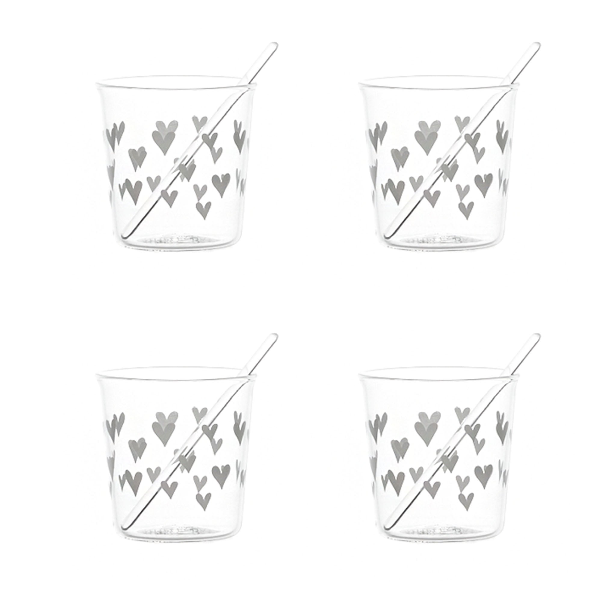 Conjunto de 4 gafas espresso tapzzeria corazones en blanco