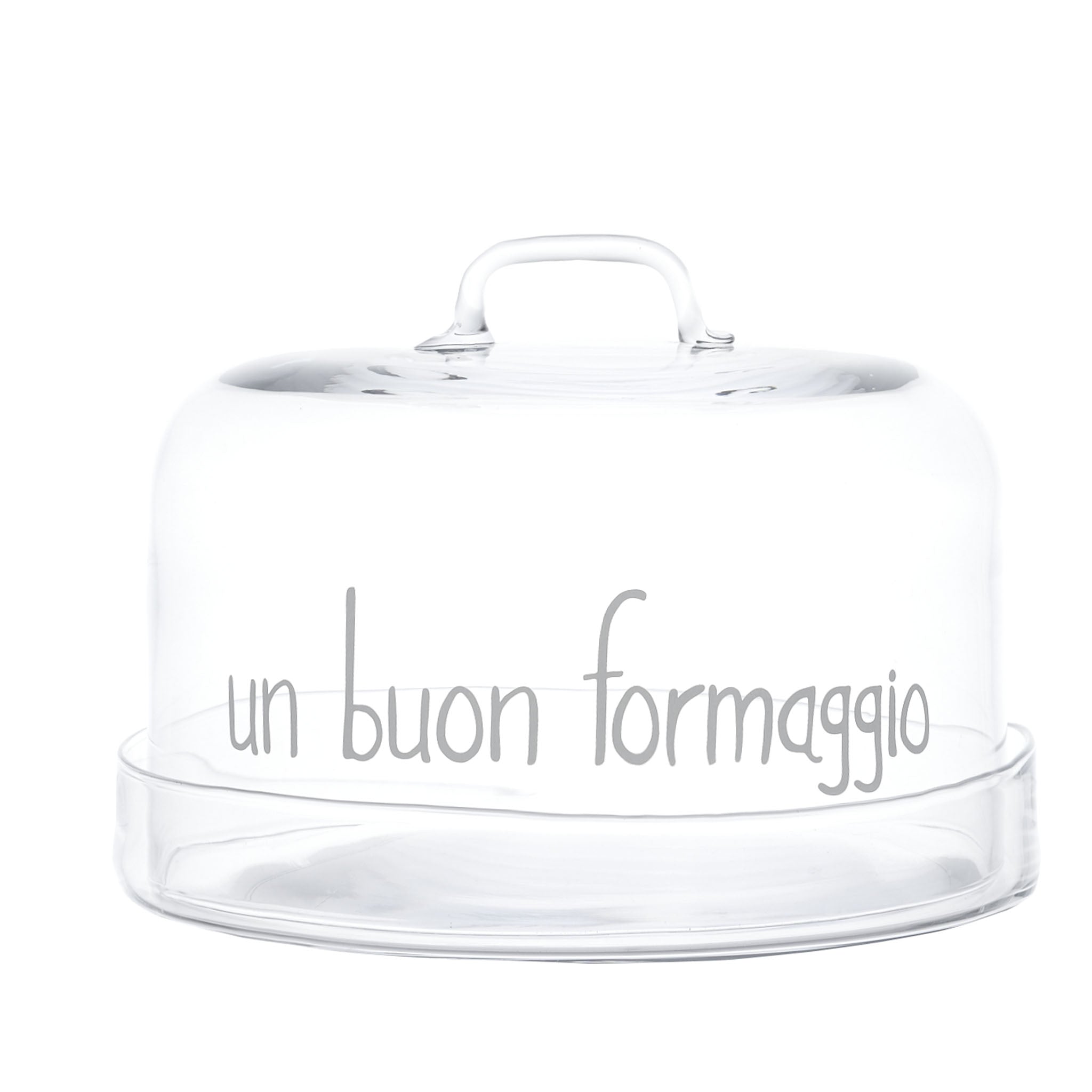Glasglocke und Teller 2er- Set mit "Un Buon Formaggio" Dekor