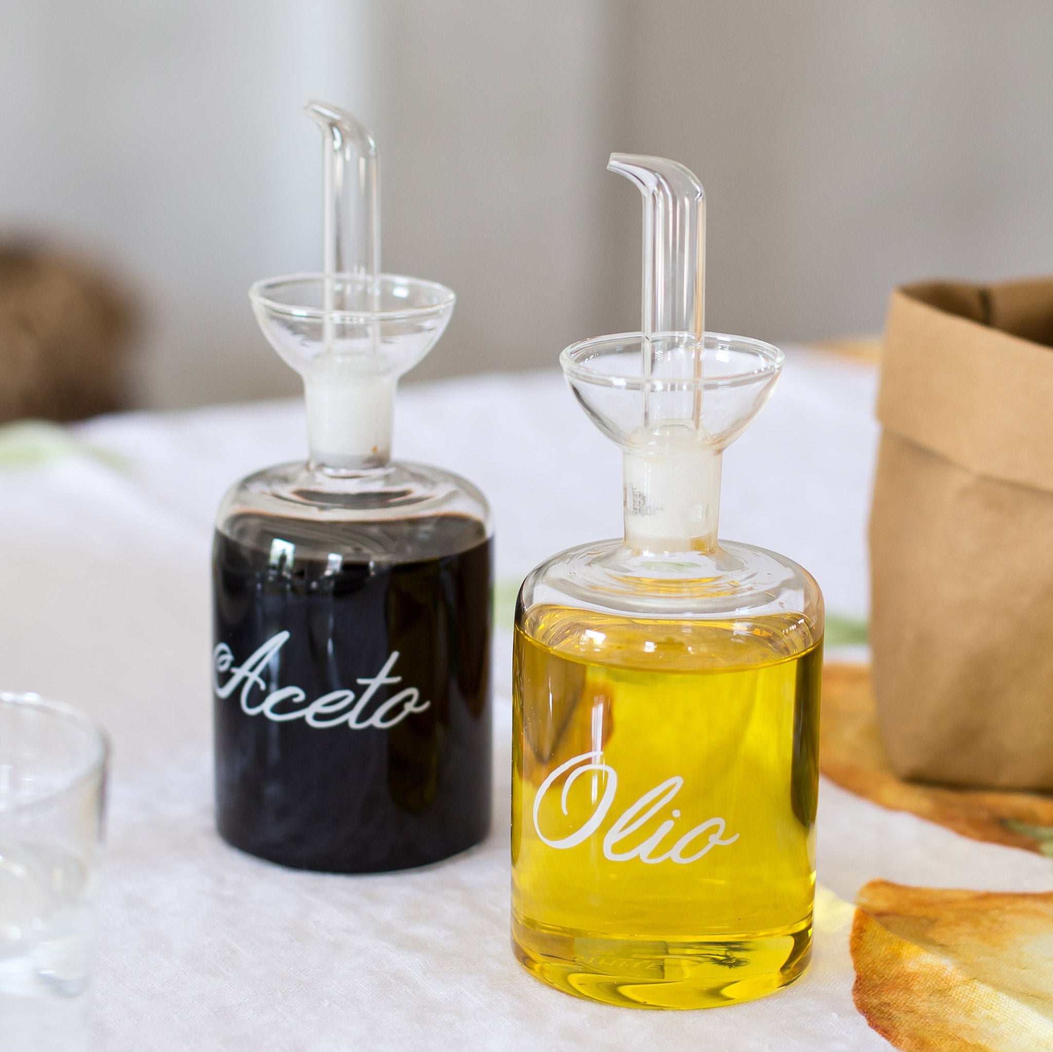 5 Five Simply Smart – Set Di 2 Bottiglie Per Olio E Aceto In Vetro Con Tappo In Bambù, 0,48 L Ciascuna, Design Elegante