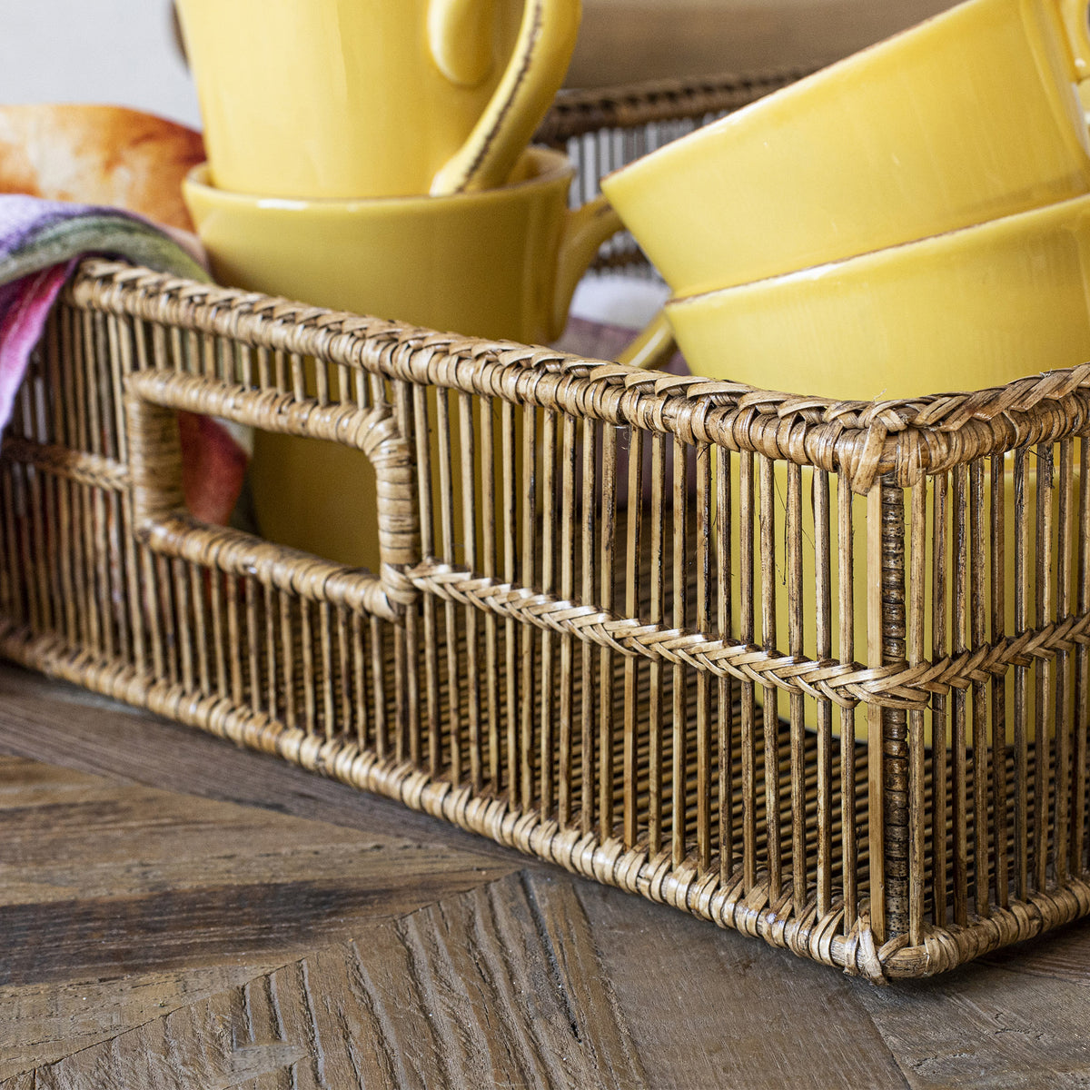 Rain tray set in natural rattan, dim. 58x38 cm and 48x31 cm — Simple Day