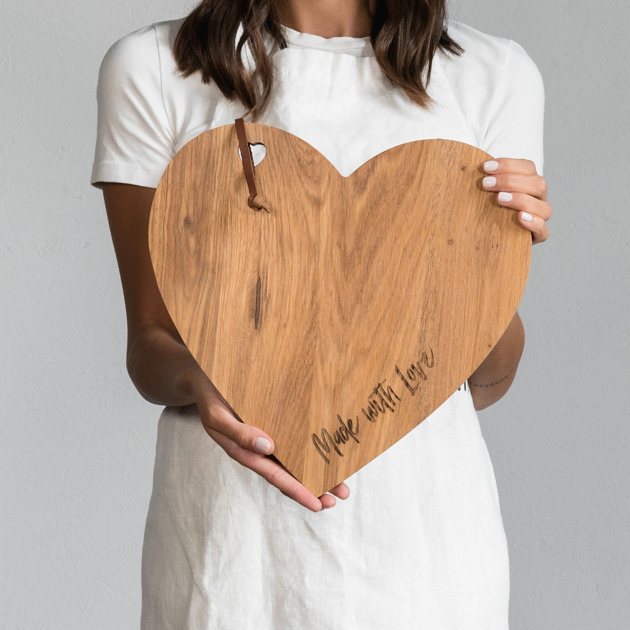 Made With Love heart-shaped cutting board
