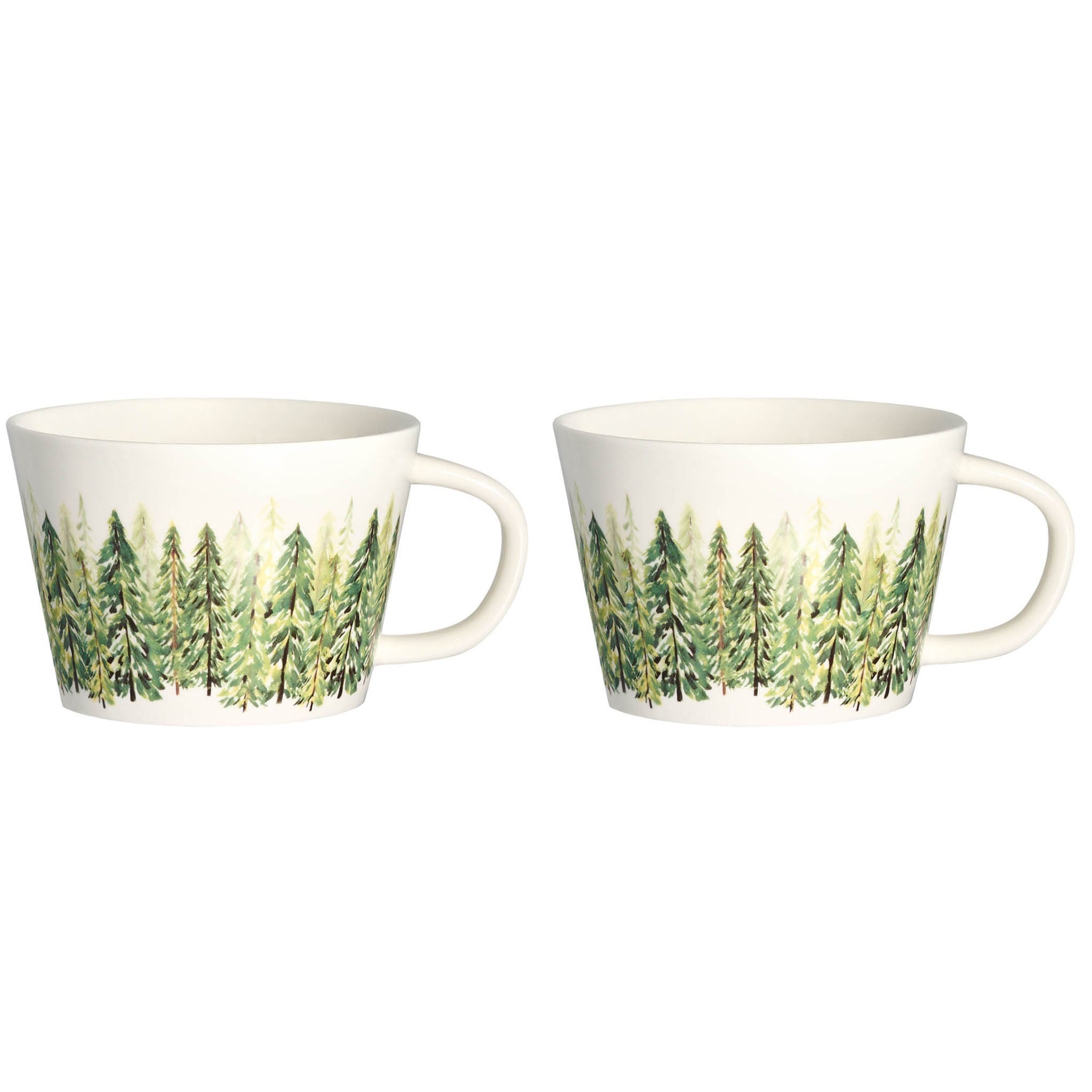Set 2 cups breakfast fir trees